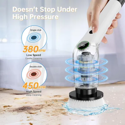 PUFTEM electric spin scrubber – 380 RPM and 450 RPM dual speed motor