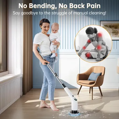 PUFTEM extendable handle electric scrubber – clean floors without bending