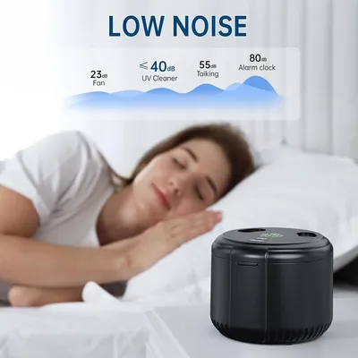 PUFTEM quiet ultrasonic retainer cleaner – 40dB or less on a bedside table