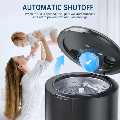 PUFTEM ultrasonic cleaner UV light with automatic shut-off when the lid is opened